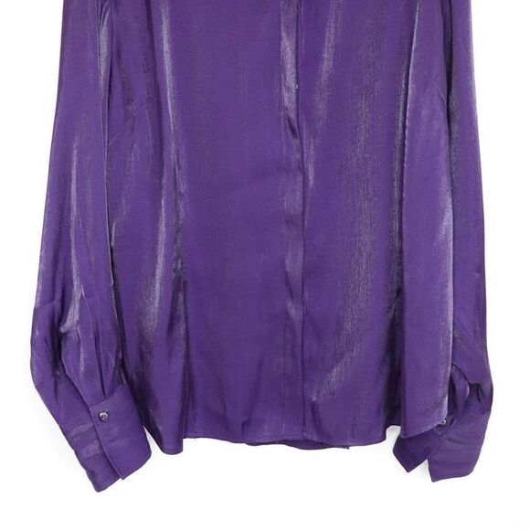 Working Classics Design & Co Button Down Shirt Iridescent Purple Size 24 - Picture 4 of 11